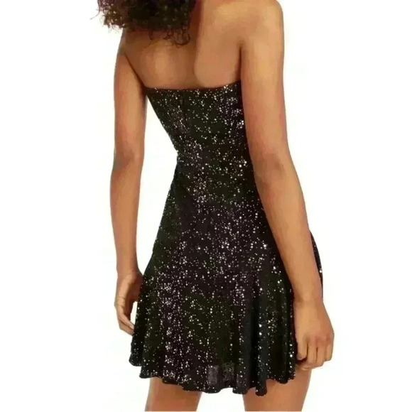 CITY STUDIO | Black Strapless Mini Flare Cocktail Dress Juniors 7 - Picture 2 of 10